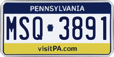 PA license plate MSQ3891