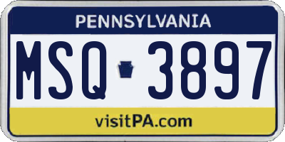 PA license plate MSQ3897