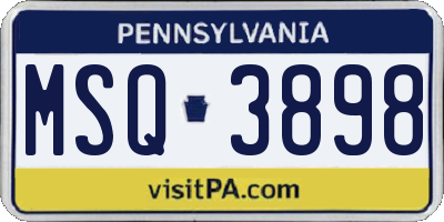 PA license plate MSQ3898