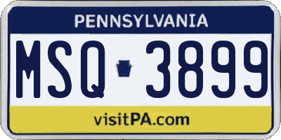 PA license plate MSQ3899