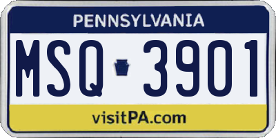PA license plate MSQ3901