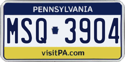 PA license plate MSQ3904