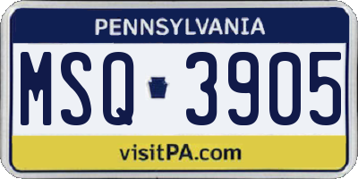 PA license plate MSQ3905