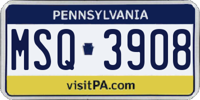 PA license plate MSQ3908