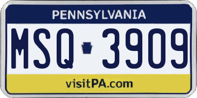 PA license plate MSQ3909