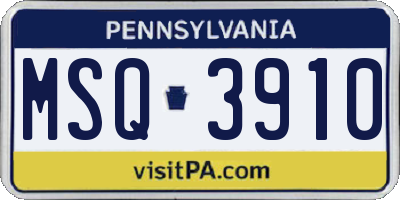 PA license plate MSQ3910