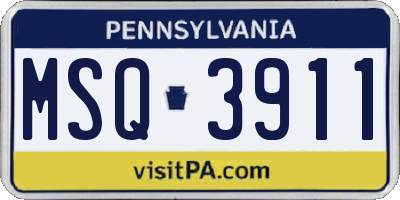 PA license plate MSQ3911