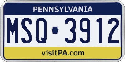 PA license plate MSQ3912