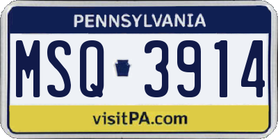 PA license plate MSQ3914