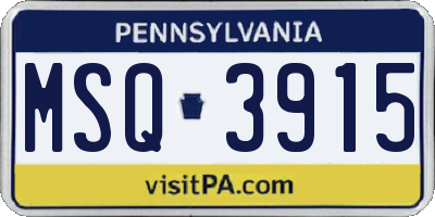 PA license plate MSQ3915