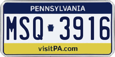 PA license plate MSQ3916
