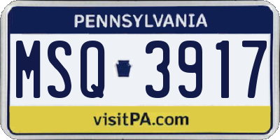 PA license plate MSQ3917
