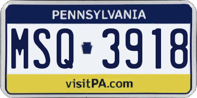 PA license plate MSQ3918
