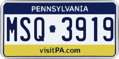PA license plate MSQ3919