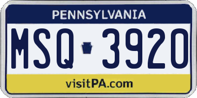 PA license plate MSQ3920