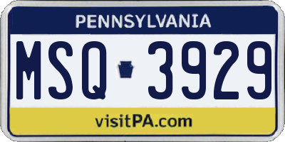 PA license plate MSQ3929