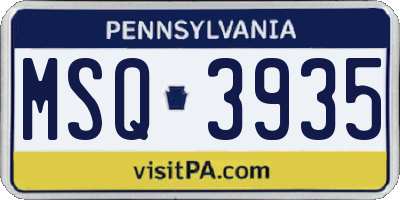 PA license plate MSQ3935