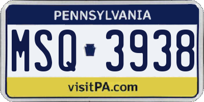 PA license plate MSQ3938