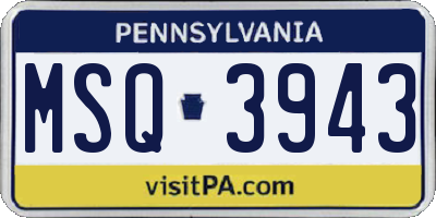 PA license plate MSQ3943