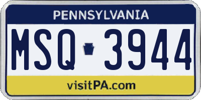 PA license plate MSQ3944