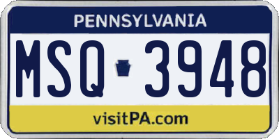 PA license plate MSQ3948