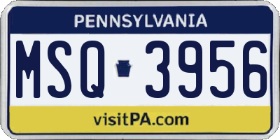 PA license plate MSQ3956