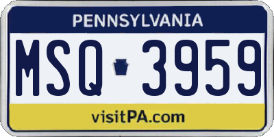 PA license plate MSQ3959