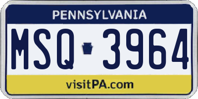PA license plate MSQ3964