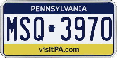 PA license plate MSQ3970