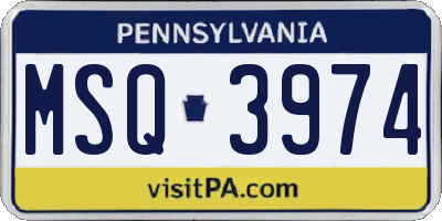 PA license plate MSQ3974
