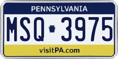 PA license plate MSQ3975