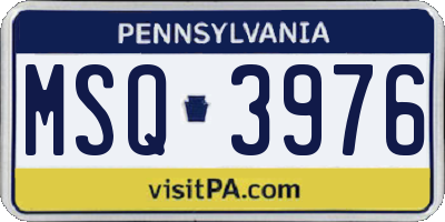 PA license plate MSQ3976