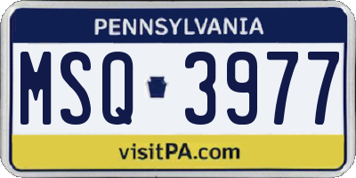 PA license plate MSQ3977