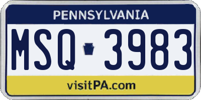 PA license plate MSQ3983