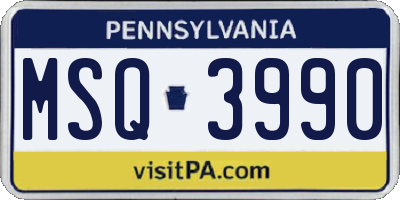 PA license plate MSQ3990