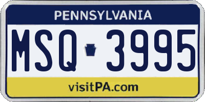 PA license plate MSQ3995