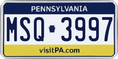 PA license plate MSQ3997