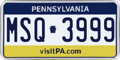 PA license plate MSQ3999