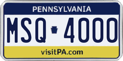 PA license plate MSQ4000