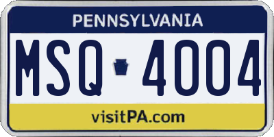 PA license plate MSQ4004
