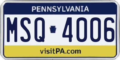 PA license plate MSQ4006