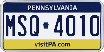 PA license plate MSQ4010