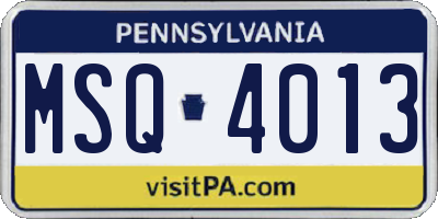 PA license plate MSQ4013