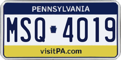 PA license plate MSQ4019
