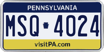 PA license plate MSQ4024