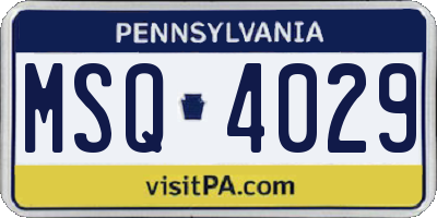 PA license plate MSQ4029