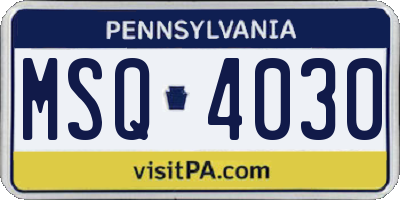 PA license plate MSQ4030