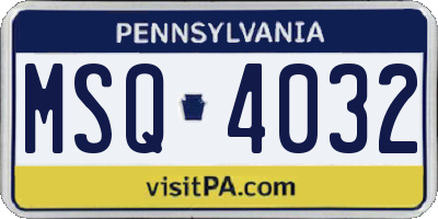 PA license plate MSQ4032