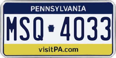 PA license plate MSQ4033