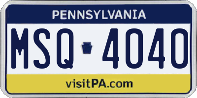 PA license plate MSQ4040